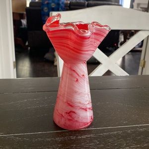 Vintage Blenko Red/Pink?/yellow Vase